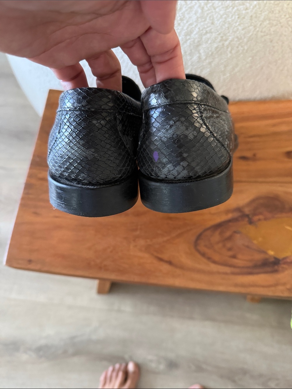 Weejuns Dark Gray Snake-Embossed Leather Penny Loafers - Picture 5 of 7